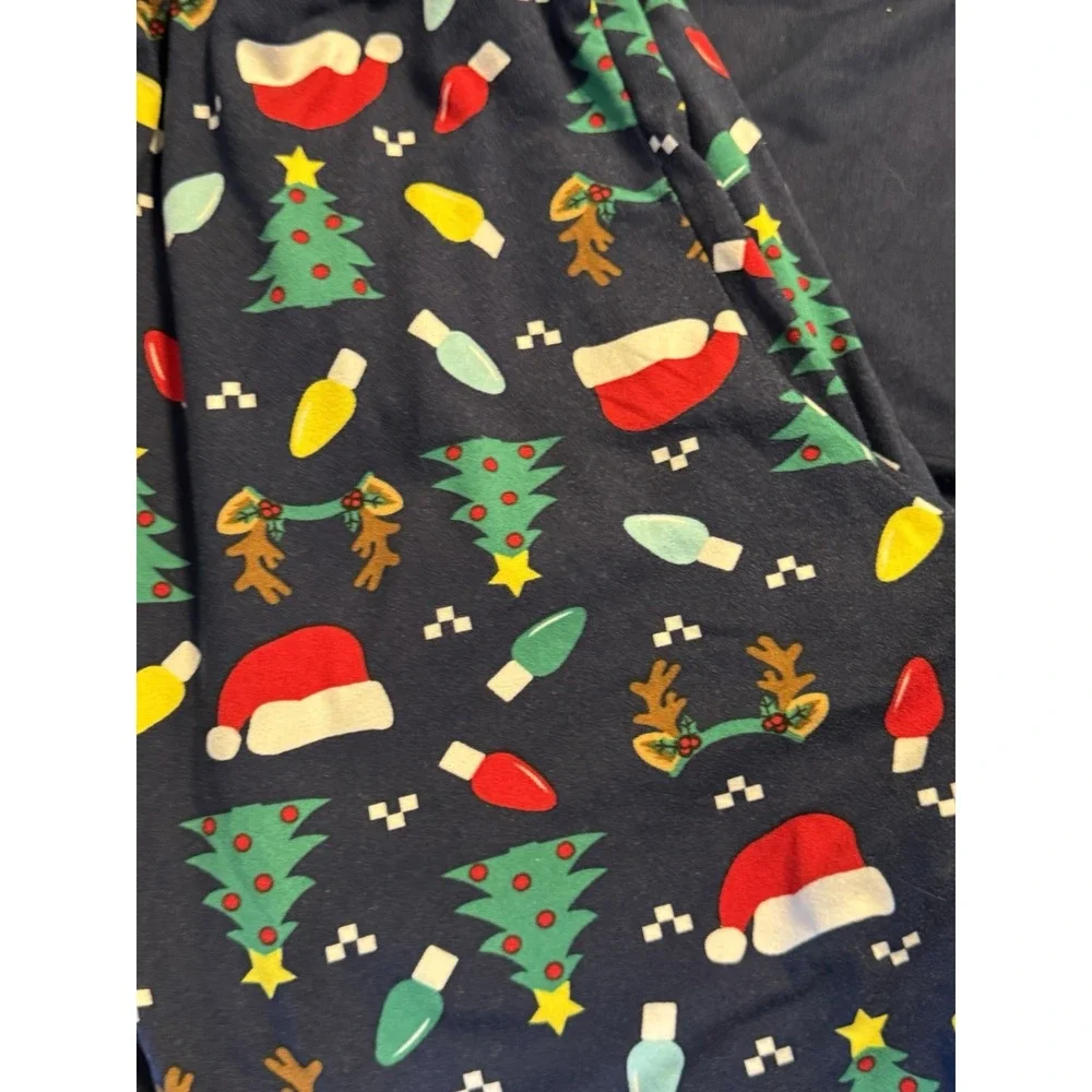 Holiday Time Unisex Kids S (28-30) Navy 2pc Lounge Set Christmas Long Sleeve